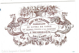 Belgique "Carte Porcelaine"  Porseleinkaart, A. De Vriendt, Linge De Table, Gand, Gent, Dim:86x59mm - Porseleinkaarten