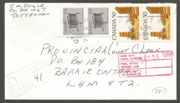 1984 Registered Cover $2.28 Streets/Artifacts POCON Tottenham To Barrie Ontario - Postal History