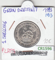 CR1596 MONEDA GRAN BRETAÑA 1 SHELLING 1913 PLATA MBC - Otros & Sin Clasificación