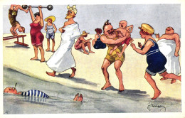 Meer, Strand, Strandleben, Humor, Sign. Fritz Schönpflug, Um 1910/15 - Schoenpflug, Fritz