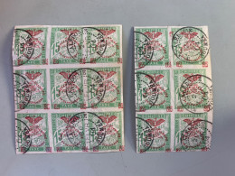 Colonies 1903 Timbres TAXE Oblitérés Nouméa Surcharge Rouge Du Cinquantenaire No 8 X 5 Et No 10 X 15 En Bloc - Used Stamps