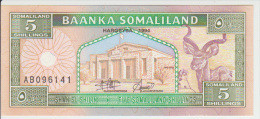 Somaliland 5 Shillings 1994 Pick 1 UNC - Somalia