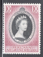 Malaya Negri Sembilan Single 10 Cents 1953 Stamp From The Coronation Set In Mounted Mint Condition. - Negri Sembilan