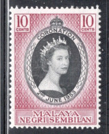 Malaya Negri Sembilan Single 10 Cents 1953 Stamp From The Coronation Set In Mounted Mint Condition. - Negri Sembilan