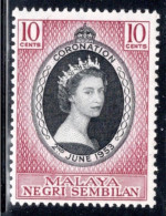 Malaya Negri Sembilan Single 10 Cents 1953 Stamp From The Coronation Set In Mounted Mint Condition. - Negri Sembilan