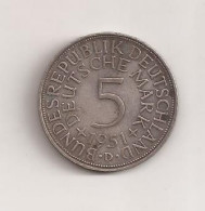 Germany Coin - 5 Deutsche Mark Silver - 1951 D - Autres & Non Classés