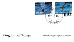 Tonga 2022, WWF, Sea Birds, Overprinted, 2val In FDC - Albatros & Stormvogels