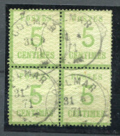 !!! ALSACE LORRAINE, BLOC DE 4 DU N°4 CACHET DE COLMAR DE 1871, SIGNE MIRO - Usati