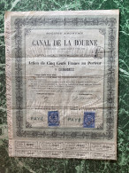 S.A.  Du  CANAL  De  La  BOURNE  ---------   Action  De  500 Frs - Navy