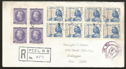 1969 Stamp Dealer Cover Registered 56c QEII Multi With Blocks CDS Peel NB New Brunswick - Postal History