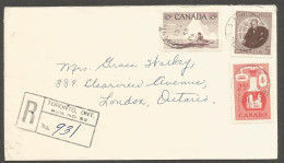 1965 Registered Cover 40c Chemical/Kayak/Churchill CDS Toronto Sub To London Ontario - Postal History