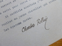 Charles FOLEY (1861-1956) Ecrivain, Dramaturge. Andrésy - AUTOGRAPHE - Historische Personen