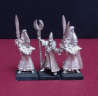 Lot De 3 Figurines WARHAMMER En Métal : 2 Elfes Avec épée Et 1 Porte-oriflamme. ( Voir Photo ) - Other & Unclassified
