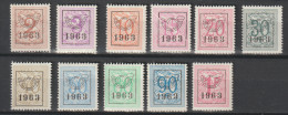 België/Belgique - OBP/COB PRE736-746 - 1963 - Cijfer Op Heraldieke Leeuw - MNH/NSC/** - Tipo 1951-80 (Cifra Su Leone)