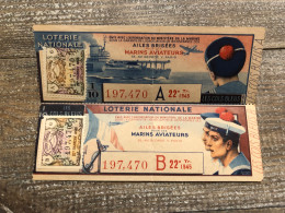 2 Billets De Loterie Les Ailes Brisées 1945 - Dokumente
