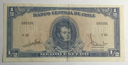 Chile Banknote Medio Escudo (1/2), 1962, Serie F, P134, AXF. - Cile