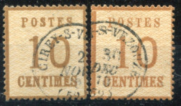 !!! ALSACE LORRAINE, 2 EX DU N°5 CACHET FRANCAIS DE CIREY SUR VEZOUZE. UN TP AVEC DEFAUT - Used Stamps