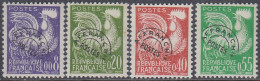 France 1960 - Cog Gaulois - Préoblitéré Precancelled - Mi 1302-1305 ** MNH (20c Has Small Stain) - 1953-1960