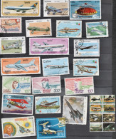 LOT VRAC 40 Timbres THEME AVION Cf Scans Pour Détail Svp, - Airplanes