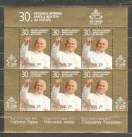 POLAND MNH ** 4136 En Feuille Feuillet Bloc ANNIVERSAIRE ELECTION PAPE JEAN PAUL II - Unused Stamps