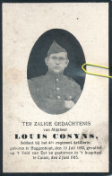 Louis COSYNS - °Buggenhout 1892  En Overleden Te Calais (F) In 1915 - 1914-18