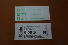 Bus Ticket From POLAND 2023 - Kraków 6zl - Fahrkarte - Sonstige & Ohne Zuordnung