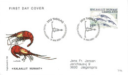 Greenland; 2001 Europa - CEPT; Shrimp On FDC (Foghs Cover) - 2001