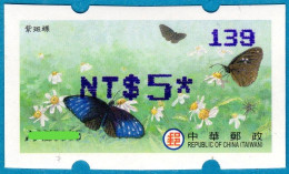 2023 Automatenmarken China Taiwan Schmetterling MiNr.49 Blue Nr.139 ATM NT$5 Xx Innovision Kiosk Etiquetas - Distribuidores