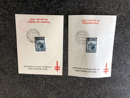 Belgie 1937 446 Monarchie Boudewijn TBC Tuberculosis Croix De Lorraine 2 Herdenkingskaarten (NL&F) OCB 12€ - Cartas Commemorativas - Emisiones Comunes [HK]