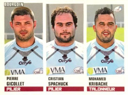 295 Pierre Gicollet - Cristian Spachuck - Mohamed Kribache - CS Bourgoin-Jallieu Rugby - Panini Sticker Rugby 2013-2014 - Edición Francesa