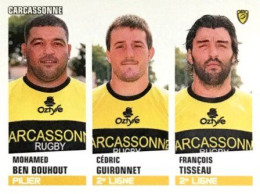 301 Mohamed Ben Bouhout - Cédric Guironnet - François Tisseau - Union Sportive Carcassonne Panini Sticker Rugby 2013-14 - Edición Francesa