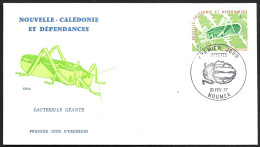 Nouvelle Calédonie  21 Février 1977  - FDC  YT  406 - Nouméa  - Sauterelle Géante - Covers & Documents