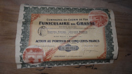 Funiculaire De GRASSE, Rare Action De 500 Francs - 1909  .......  CL9-31 - Spoorwegen En Trams
