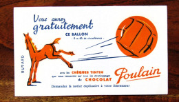 Buvard Ancien " POULAIN Ballon Gratuit Avec Les Chèques TINTIN" - Chocolade En Cacao