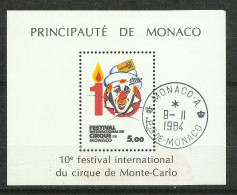 Monaco Bloc N ° 29  Cirque Oblitéré Premier Jour Le 8 Novembre 1984      B/ TB       Voir  Scans     Soldé ! ! ! .. - Circus