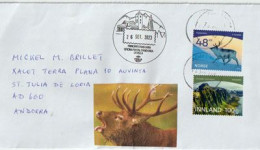 2023.Faune Du Svalbard (Spitzberg) Renne Du Svalbard + Parc National Forland,lettre Norvège à Andorra (Principat) - Storia Postale