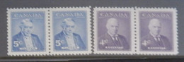 CANADA PAIRE DE 2 X YT 284/285 NEUFS**MNH" PREMIERS MINISTRES" ANNÉE 1955 - Unused Stamps