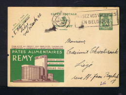 Gc7979 BELGIQUE Bruxelles 1935 Mailed Liegé Publicité Profit Des Employés Chomeurs USINES REMY Tourism Postal Stationery - 1935 – Bruxelles (Belgique)