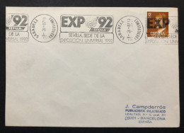 SPAIN, Cover With Special Cancellation « EXPO '92 », « SABADELL (Barcelona) Postmark », 1987 - 1992 – Sevilla (España)