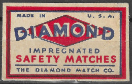  MADE IN U.S.A  Phillumeny MATCHBOX LABEL DIAMOND  DIAMOND MATCH CO.  3.5 X 5 CM - Boites D'allumettes - Etiquettes