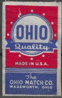  MADE IN U.S.A  Phillumeny MATCHBOX LABEL OHIO MATCH CO.  WADSWORTH  3.5 X 5 CM - Boites D'allumettes - Etiquettes