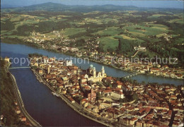 72448563 Passau Dreifluessestadt Fliegeraufnahme Zusammenfluss Von Donau Inn Und - Passau
