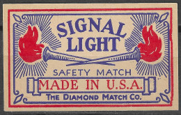  MADE IN U.S.A  Phillumeny MATCHBOX LABEL BULL DOG  SIGNAL LIGHT SAFETY MATCH DIAMOND MATCH CO. TORCHES  3.5 X 5 CM - Matchbox Labels