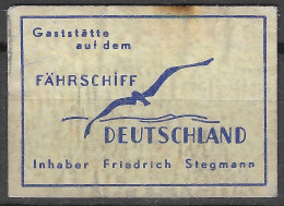 VINTAGE MADE IN GERMANY  Phillumeny MATCHBOX LABEL GASTSTATTE AUF DEM FAHRSCHIFF DEUTSCHLAND  3.5 X 5 CM - Luciferdozen - Etiketten