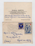 VP22.408 - MILITARIA -1958 - Mignonette & Carte De Visite - M. MARTIN Lt Colonel D'Infanterie Colonial à ETABLES SUR MER - Visitekaartjes