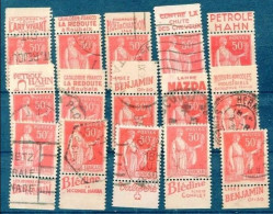 !!! 50 C TYPE PAIX LOT DE 15 PUBS OBLITEREES TOUTES DIFFERENTES - Used Stamps