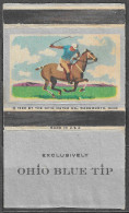 U.S.A HORSE POLO   VINTAGE Phillumeny MATCHBOX LABEL  1955 OHIO BLUE TIP MATCH CO. WADSWORTH OHIO  10 X 5.5 CM - Luciferdozen - Etiketten