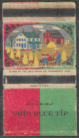 U.S.A RANCH HOUSE WOOD GATHERING  Phillumeny MATCHBOX LABEL  1955 OHIO BLUE TIP MATCH CO. WADSWORTH OHIO  10 X 5.5 CM - Luciferdozen - Etiketten