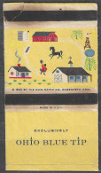 U.S.A RANCH FARMSTEAD  Phillumeny MATCHBOX LABEL  1955 OHIO BLUE TIP MATCH CO. WADSWORTH OHIO  10 X 5.5 CM - Luciferdozen - Etiketten