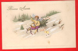 ZWZ-27  Bonne Année. Partie De Luge Dans La Neige, Petit Garçon. Circulé 1912 - Neujahr